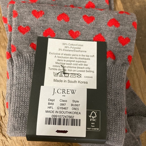 J. Crew Grey and Red Heart Pattern Socks (pair #3) - Picture 2 of 3